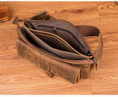 Cool Light Brown Leather Fanny Pack Mens Belt Bags Waist Bags Hip Pack Bumbag for Men