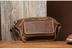 Cool Brown Leather Fanny Pack Mens Waist Bags Hip Pack Belt Bag Bumbags for Men - imessengerbags