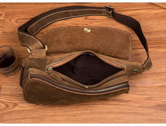 Cool Brown Leather Mens Sling Pack Sling Bags Crossbody Pack Chest Bag for men - imessengerbags