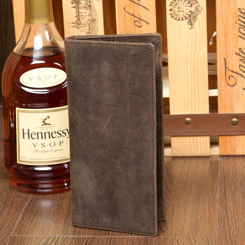 Light Brown Vintage Mens long Wallet Dark Brown Clutch Wallet Long Wallets for Men - imessengerbags