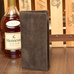 Light Brown Vintage Mens long Wallet Dark Brown Clutch Wallet Long Wallets for Men - imessengerbags