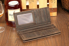 Light Brown Vintage Mens long Wallet Dark Brown Clutch Wallet Long Wallets for Men - imessengerbags