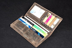 Light Brown Vintage Mens long Wallet Dark Brown Clutch Wallet Long Wallets for Men - imessengerbags
