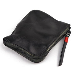 Vintage Leather Men's Small Change Wallet Brown Zipper Front Pocket Wallet For Men - imessengerbags