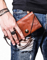 Handmade biker chain wallet leather chain wallet men Brown long wallet