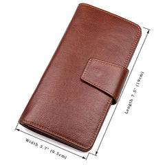 Brown Leather Long Wallet for Men Bifold Long Wallet Brown Multi-Card Wallet For Men - imessengerbags