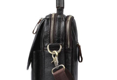 Men Leather Black Handbag Messenger Bag Crossbody bag Cool For Men