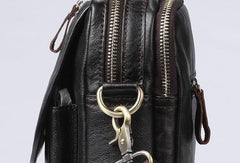 Men Leather Black Handbag Messenger Bag Crossbody bag Cool For Men