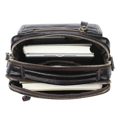 Men Leather Black Handbag Messenger Bag Crossbody bag Cool For Men