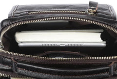 Men Leather Black Handbag Messenger Bag Crossbody bag Cool For Men