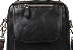 Men Leather Black Handbag Messenger Bag Crossbody bag Cool For Men