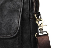 Men Leather Black Handbag Messenger Bag Crossbody bag Cool For Men