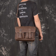 Men Leather Messenger Bag Cool Vintage Crossbody Bag Shoulder Bag for men