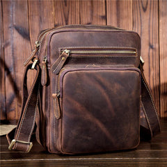 Men Leather Small Messenger Bag Cool Vintage Shoulder Bag for men