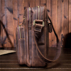 Men Leather Small Messenger Bag Cool Vintage Shoulder Bag for men