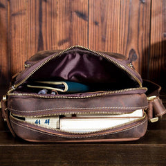 Men Leather Small Messenger Bag Cool Vintage Shoulder Bag for men