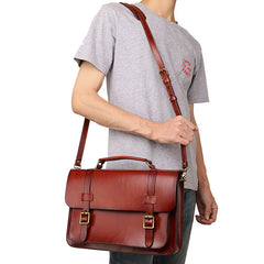 Men's Tan Leather Convertible Messenger Bag Backpack Stachel Bag For Men