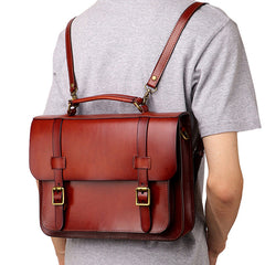 Men's Tan Leather Convertible Messenger Bag Backpack Stachel Bag For Men