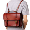 Men's Coffee Leather Convertible Backpack Messenger Bag Stachel Bag For Men
