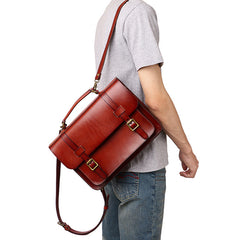 Men's Coffee Leather Convertible Backpack Messenger Bag Stachel Bag For Men