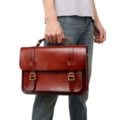 Men's Tan Leather Convertible Messenger Bag Backpack Stachel Bag For Men