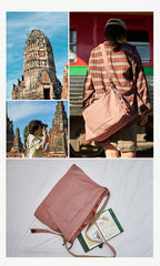 Canvas Womens Mens Pink Leather Large Messenger Bag Courier Bag Green Postman Bag for Men Women