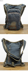 Mens Denim Thigh Bag Fanny Pack for Men Drop Leg Bag Blue Denim Bum Bag Waist Bags