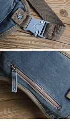 Mens Denim Thigh Bag Fanny Pack for Men Drop Leg Bag Blue Denim Bum Bag Waist Bags