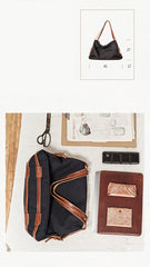 Fashion Mens Black Nylon Leather Large Handbag Tote Bag Messenger Bag Travel Bag for Men - imessengerbags