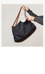 Fashion Mens Black Nylon Leather Large Handbag Tote Bag Messenger Bag Travel Bag for Men - imessengerbags