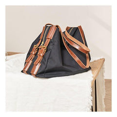Fashion Mens Black Nylon Leather Large Handbag Tote Bag Messenger Bag Travel Bag for Men - imessengerbags