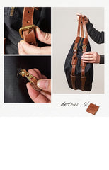 Fashion Mens Black Nylon Leather Large Handbag Tote Bag Messenger Bag Travel Bag for Men - imessengerbags