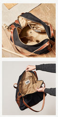 Fashion Mens Black Nylon Leather Large Handbag Tote Bag Messenger Bag Travel Bag for Men - imessengerbags