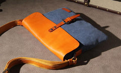 Mens Canvas Leather Messenger Bag Shoulder Bag Crossbody Bag for Men