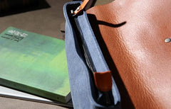 Mens Canvas Leather Messenger Bag Shoulder Bag Crossbody Bag for Men