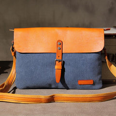 Mens Canvas Leather Messenger Bag Shoulder Bag Crossbody Bag for Men