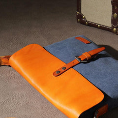 Mens Canvas Leather Messenger Bag Shoulder Bag Crossbody Bag for Men