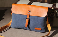 Mens Canvas Leather Messenger Bag Shoulder Bag Crossbody Bag for Men