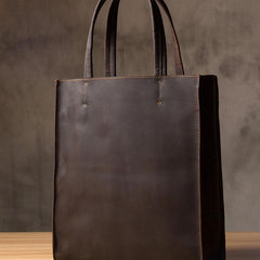 Mens Coffee Black Tote Bag Leather Vintage Cool Handbag Shoulder Bag for Men