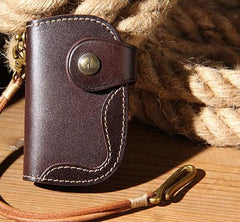 Mens Cool Key Wallet Handmade Leather Car Key Card Holder Car Key Case for Men