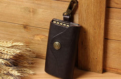 Mens Cool Key Wallet Handmade Leather Car Key Card Holder Car Key Case for Men - imessengerbags
