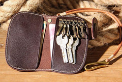 Mens Cool Key Wallet Handmade Leather Car Key Card Holder Car Key Case for Men - imessengerbags
