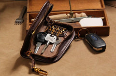 Mens Cool Key Wallet Handmade Leather Car Key Card Holder Car Key Case for Men - imessengerbags