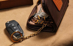 Mens Cool Key Wallet Handmade Leather Car Key Card Holder Car Key Case for Men - imessengerbags