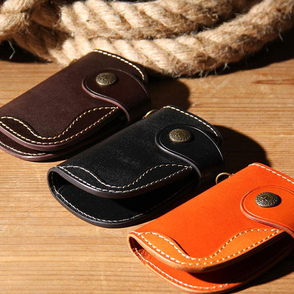 Mens Cool Key Wallet Handmade Leather Car Key Card Holder Car Key Case for Men - imessengerbags