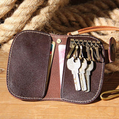 Mens Cool Key Wallet Handmade Leather Car Key Card Holder Car Key Case for Men - imessengerbags