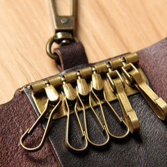 Mens Cool Key Wallet Handmade Leather Car Key Card Holder Car Key Case for Men - imessengerbags