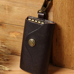 Mens Cool Key Wallet Handmade Leather Car Key Card Holder Car Key Case for Men - imessengerbags