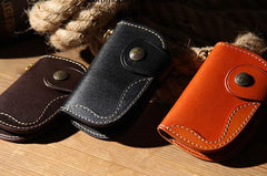 Mens Cool Key Wallet Handmade Leather Car Key Card Holder Car Key Case for Men - imessengerbags