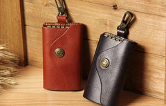 Mens Cool Key Wallet Handmade Leather Car Key Card Holder Car Key Case for Men - imessengerbags